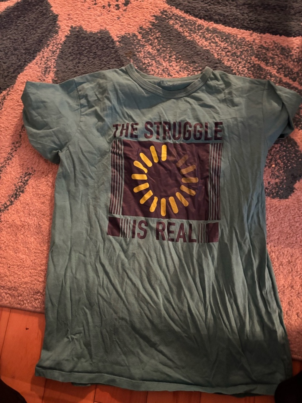 The Children's Place Teal Graphic Tee with Yellow & Maroon Print